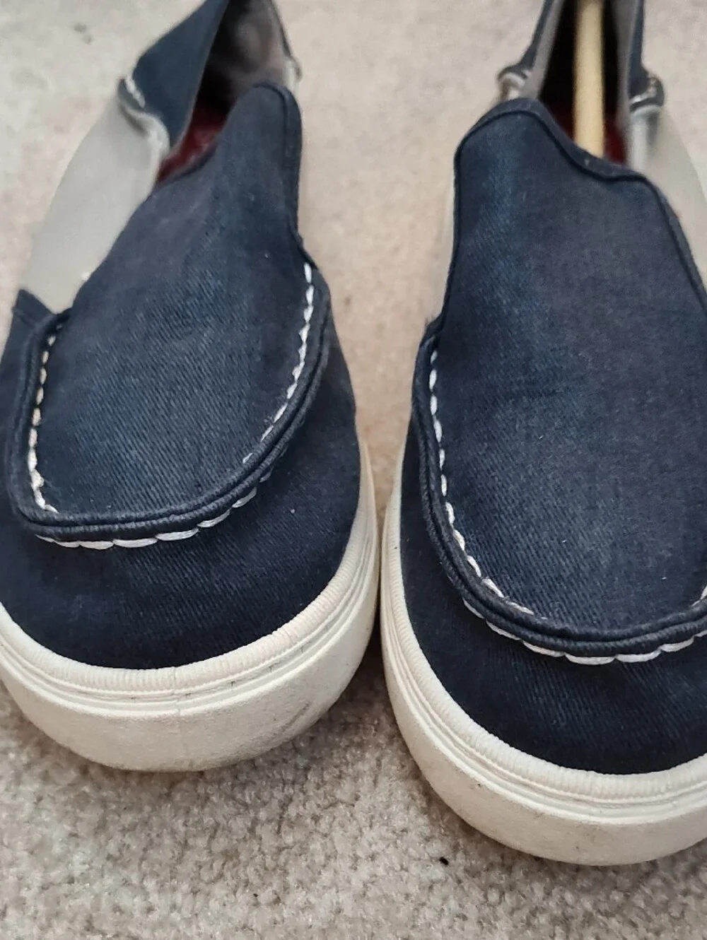 Sperry Navy and Cream Slip-On Canvas Boat Shoes